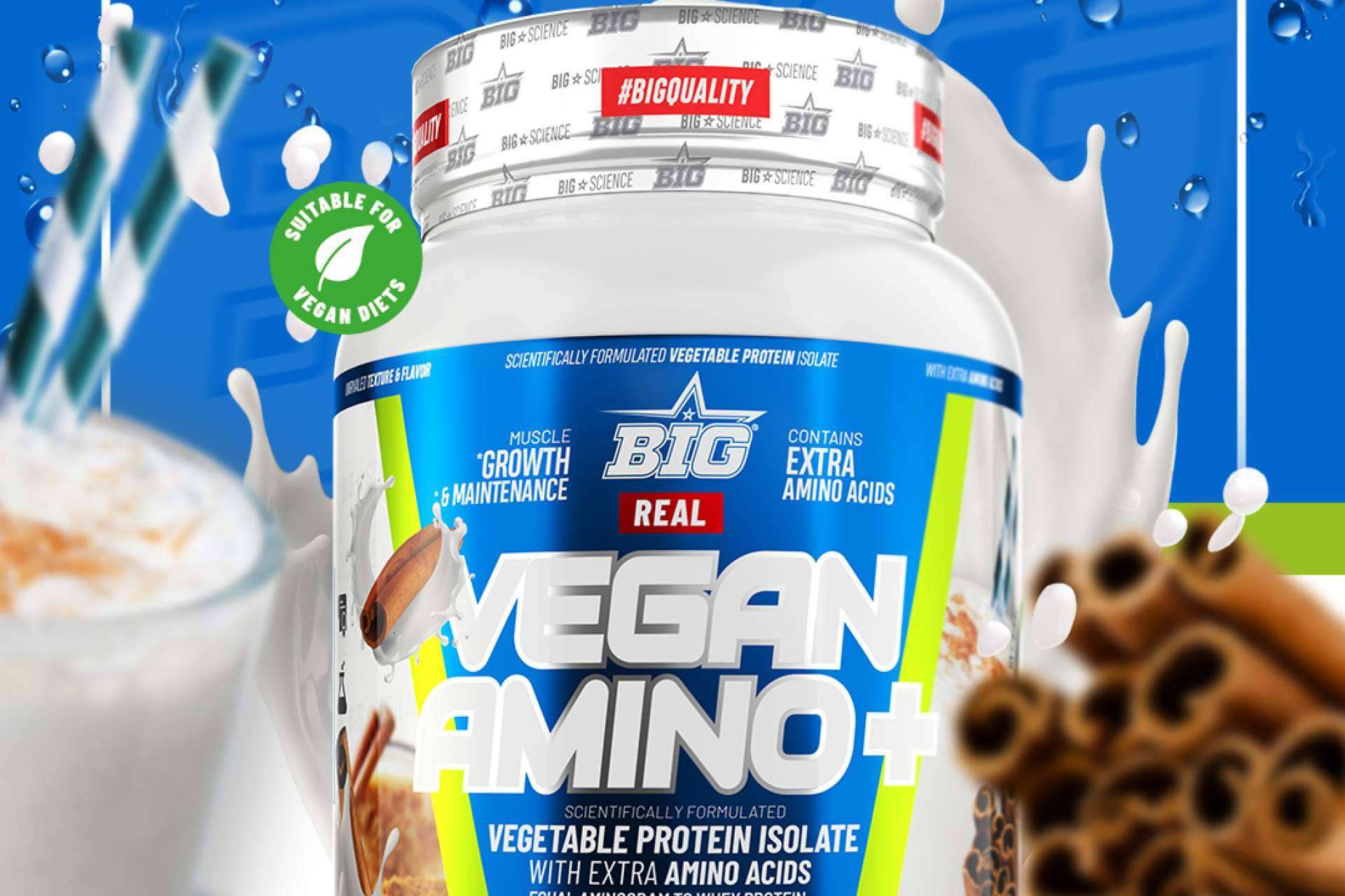 El suplemento proteico Real Vegan Amino Plus, producido por BIGscience