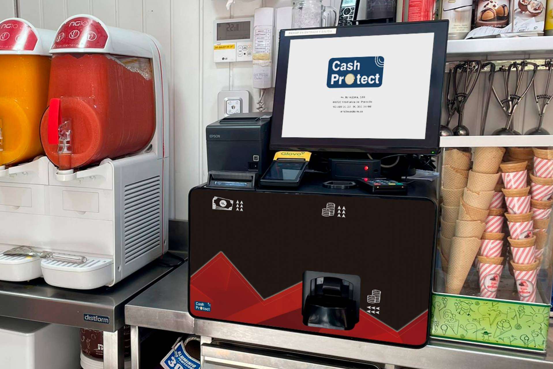 Las máquinas de cobro automático de CashProtect son ideales para locales comerciales modernos
