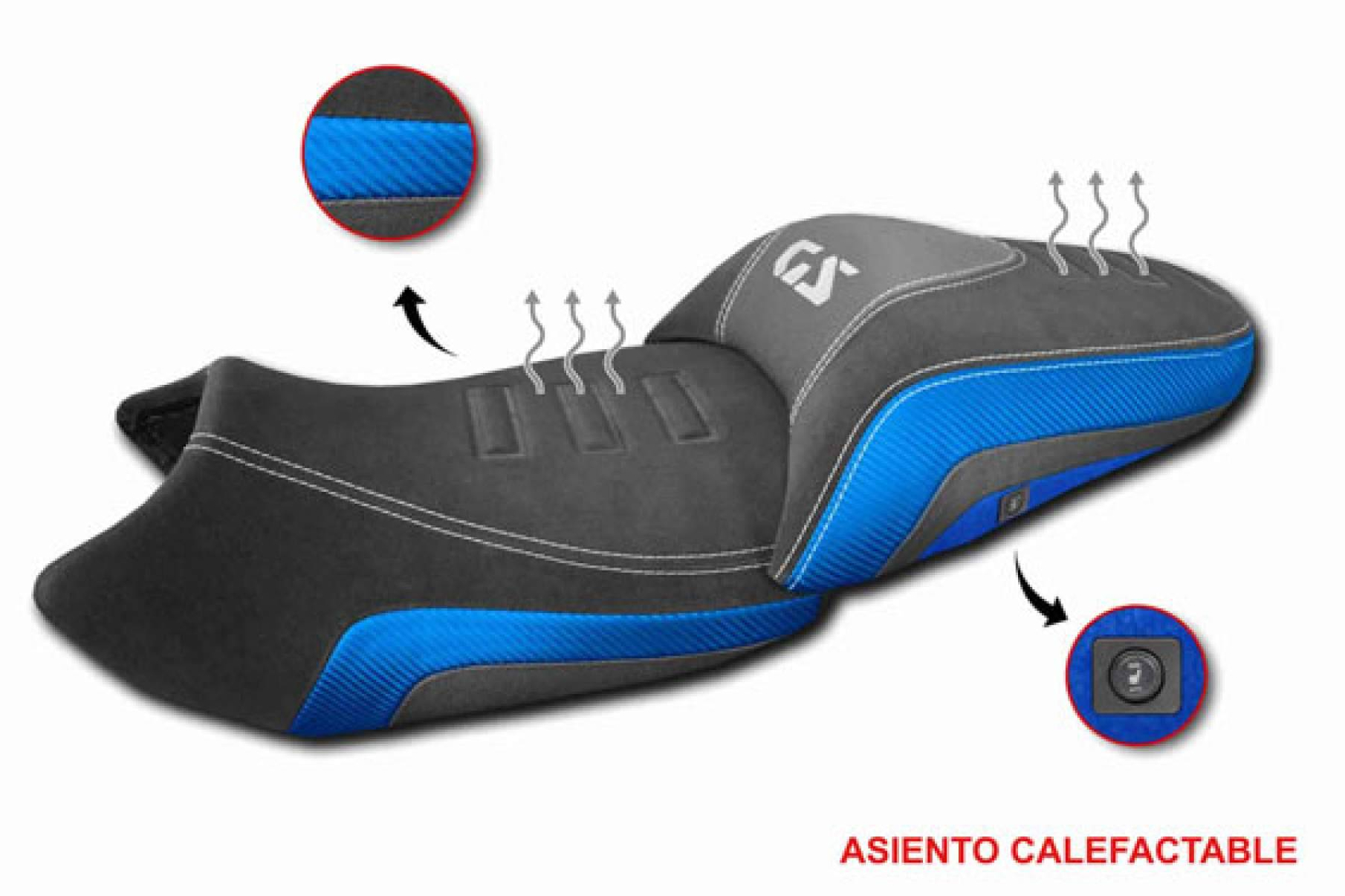 Asiento de moto calefactable BMW R1300 GSA; JM-FUNDAS ofrece versiones Confort en distintos acabados